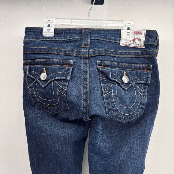 True Religion Joey Jeans Womens Size 27 Blue Low Rise Flare Y2K Style 10-503 - Picture 1 of 11